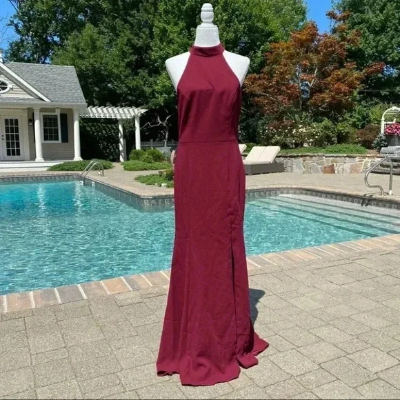 NWT Anthropologie BHLDN Montreal Formal Halter Maxi Dress Red - Picture 3 of 10